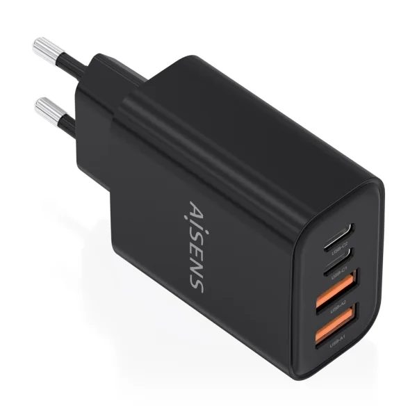 Aisens Cargador Gan 32W - 2xUSB-C PD3.0 - 2xUSB-A QC3.0 - Color Negro