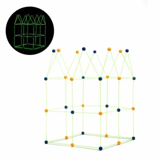 Innovagoods Builkitt Juego de Construccion de Fuertes - 155 Piezas - Fluorescente - Tela de 120x150cm - Bolsa de Transporte - Multicolor