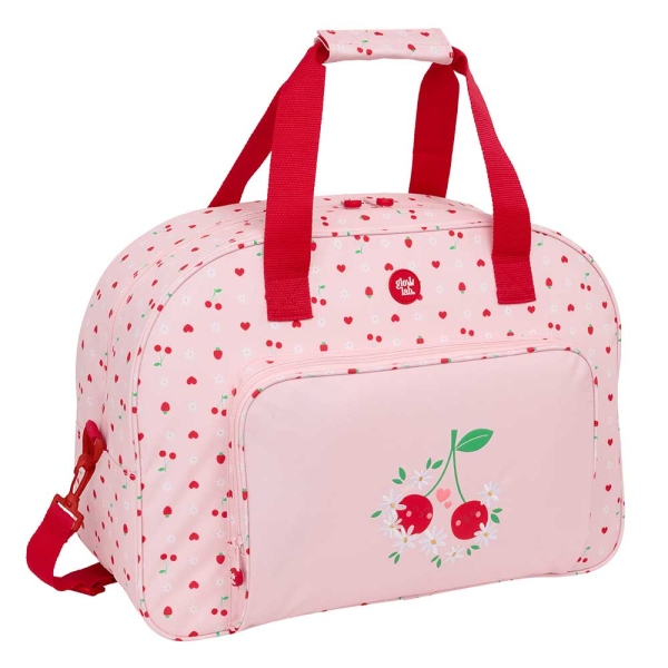Safta Glowlab Frutitas Bolsa de Deporte - Bolsillo Frontal - Bandolera Ajustable - Doble Cremallera - Base con Tacos - Fondo Extraible - Material Reciclado - 33L - 480x210x330mm - Color Rosa