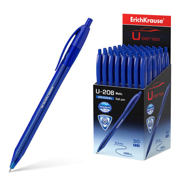 Erichkrause Boligrafo Automatico U-208 Original Matic - Ultra Glide Technology - Tinta Azul · Pack de 50 uds.