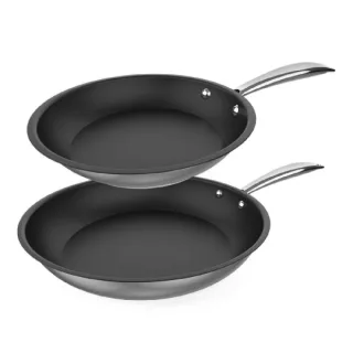 Cecotec Polka Classy Steel Pack de 2 Sartenes de 20 y 24cm - Acero Inoxidable - Fondo Difusor de Calor - Antiadherente - Compatible con Induccion - Mango Remachado - Apto Lavavajillas - Colo