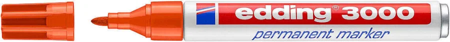 Edding 3000 Rotulador Permanente - Punta Redonda de 1.5mm - Trazo entre 1.5 y 3mm - Recargable - Secado Rapido - Color Naranja · Pack de 10 uds.