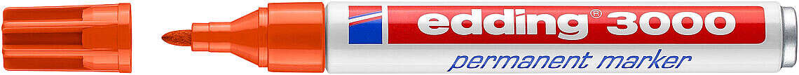 Edding 3000 Rotulador Permanente - Punta Redonda de 1.5mm - Trazo entre 1.5 y 3mm - Recargable - Secado Rapido - Color Naranja · Pack de 10 uds.