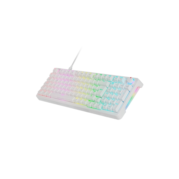Mars Gaming MKPRO Teclado Completo Hibrido H-Mech - Switch SKN Amarillo - Disposicion Francesa AZERTY FR - Iluminacion RGB Chroma - 385x140x40mm - Color Blanco
