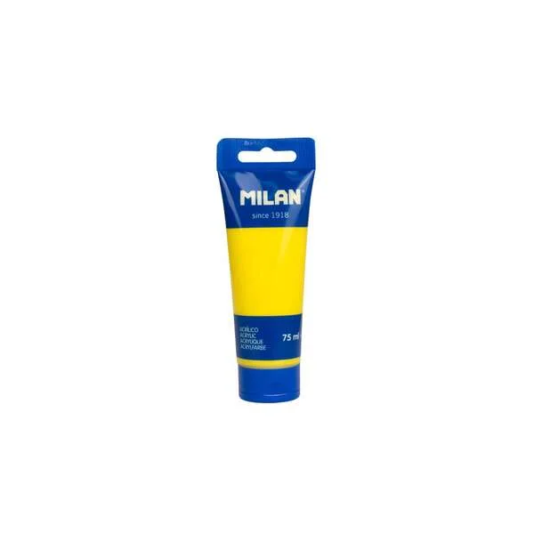 Milan Tubo de Pintura Acrilica 75ml - Pigmentos de Alta Calidad - Mezclable - Color Amarillo · Pack de 6 uds.