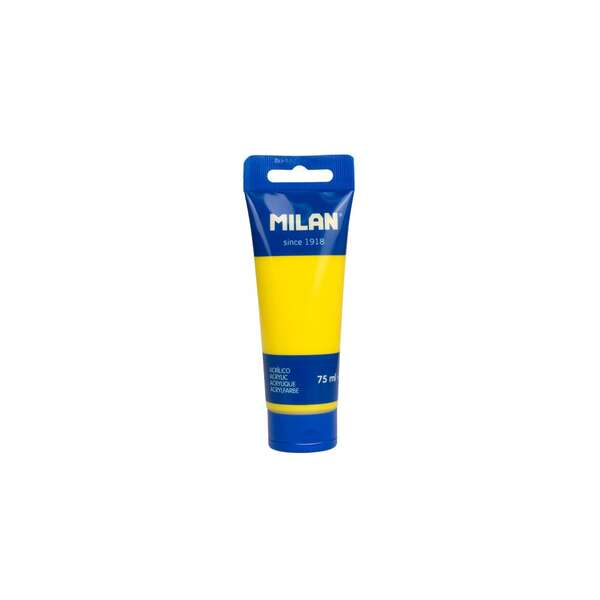 Milan Tubo de Pintura Acrilica 75ml - Pigmentos de Alta Calidad - Mezclable - Color Amarillo · Pack de 6 uds.