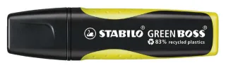 Stabilo Green Boss Marcador Fluorescente - Fabricado con un 83% de Plastico Reciclado - Trazo entre 2 y 5mm - Recargable - Color Amarillo · Pack de 10 uds.