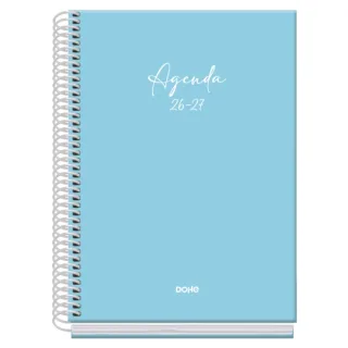 Dohe Basic Serenity Agenda Escolar 26/27 - Formato A5 - Dia Pagina - Papel Offset Ahuesado 70g - Cubierta de Carton Plastificado - Espiral Metalica - Goma - 15x21x4cm - Color Azul