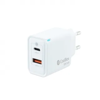 Coolbox Cargador Gan 30W USB-C/USB-A PARED