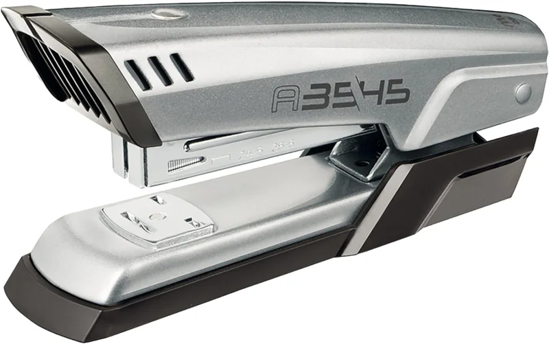 Maped Half Strip A-3545 Grapadora Metalica de Sobremesa - Hasta 25 Hojas a la Vez - Admite Grapas 24/6 y 26/6 - Grapado Abierto y Cerrado - Color Gris Metalizado