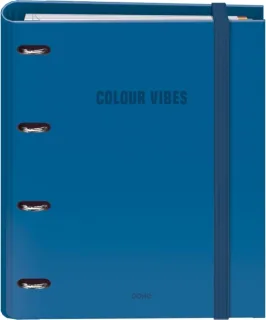 Dohe Colour Vibes Carpeta de 4 Anillas Mixtas de 35mm Recambio 100 Hojas Cuadricula 5mm - Formato A4 - Cierre con Goma - Incluye 4 Separadores y Sobre de Polipropileno - Color Azul