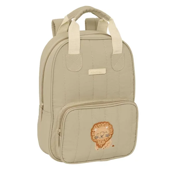 Safta Leon Mochila Infantil - Bolsillo Frontal - Tarjeta ID - Hombreras Acolchadas - Asa Forrada - 4.5L - 200x80x280mm - Color Arena