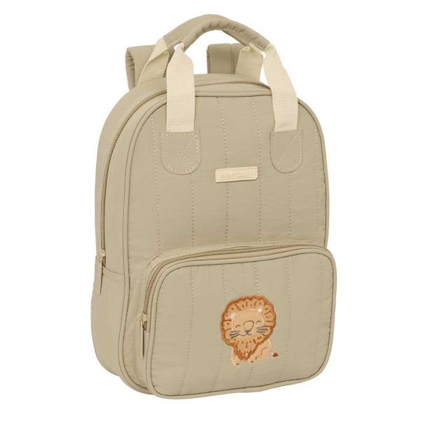 Safta Leon Mochila Infantil - Bolsillo Frontal - Tarjeta ID - Hombreras Acolchadas - Asa Forrada - 4.5L - 200x80x280mm - Color Arena