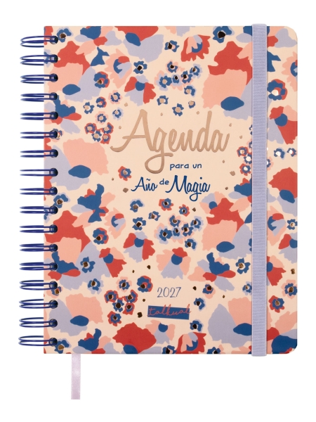 Finocam Talkual Magia Agenda - Anual 2027 - Semana Vista Horizontal - 155x217mm - Espiral Doble - Tapa Dura - Goma Elastica - Papel de 90g/m2 - Cinta Punto - Notas Adhesivas Surtidas - Multicolor