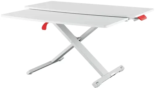 Leitz Ergo Cosy Convertidor de Escritorio con Bandeja Deslizante - Para Cambiar de sentado a de Pie - Ajuste de Altura Neumatico - Escritorio de 80x42cm - Color Gris