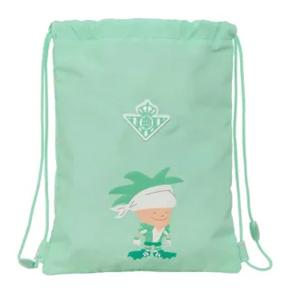 Safta Real Betis Balompie Preescolar Saco Plano - Cierre con Cordones - Bolsillo Interior con Cremallera - 26x34x1cm - Color Verde