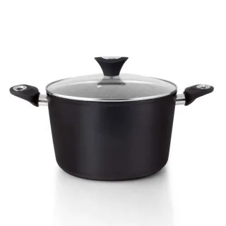 Orbegozo CFH 3020 Cacerola Honda Fundicook - 3.5L de Capacidad - Aluminio Forjado - Antiadherente - Facil Limpieza - Mango Ergonomico - Tapa de Cristal Templado