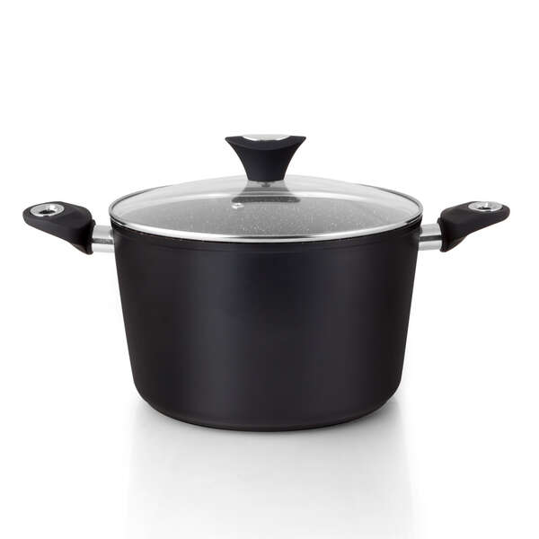 Orbegozo CFH 3020 Cacerola Honda Fundicook - 3.5L de Capacidad - Aluminio Forjado - Antiadherente - Facil Limpieza - Mango Ergonomico - Tapa de Cristal Templado