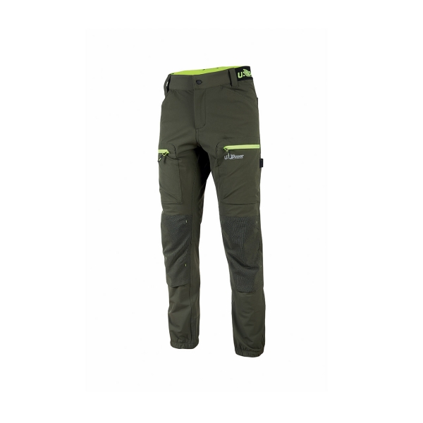 Upower Harmony Pantalones de Trabajo de Verano - Talla 2XL - Corte Jogging, Impermeables, Secado Rapido, Multiples Bolsillos, Detalles Reflectantes - Color Verde Oscuro