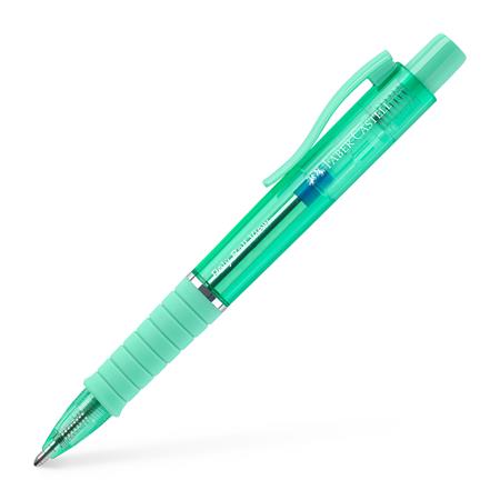 Faber-Castell Poly Ball View Aurora Colours Boligrafo Retractil XB - Cuerpo Translucido - Grip de Agarre - Tinta Azul - Color Verde Menta · Pack de 5 uds.