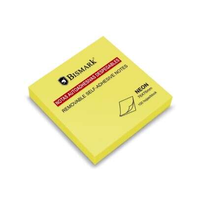 Bismark Bloc de 100 Notas Adhesivas 76x76mm - Color Amarillo Neon · Pack de 12 uds.