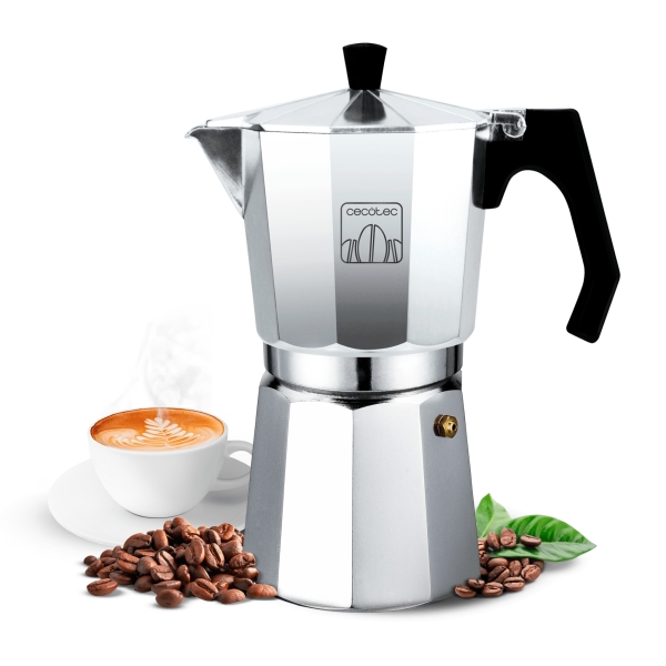 Cecotec Mokclassic 900 Cafetera Italiana para 9 Tazas - Aluminio Fundido - Apta para Placas Electricas, Vitro y Gas - Junta de Silicona - Filtro de Acero Inoxidable - Valvula de Seguridad