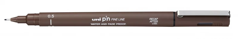 Uni-ball PIN05-200 Rotulador Calibrado - Punta Poliacetal 0.5mm - Ancho de Trazo 0.5mm - Tinta Pigmentada Resistente al Agua y Luz - Color Sepia · Pack de 12 uds.