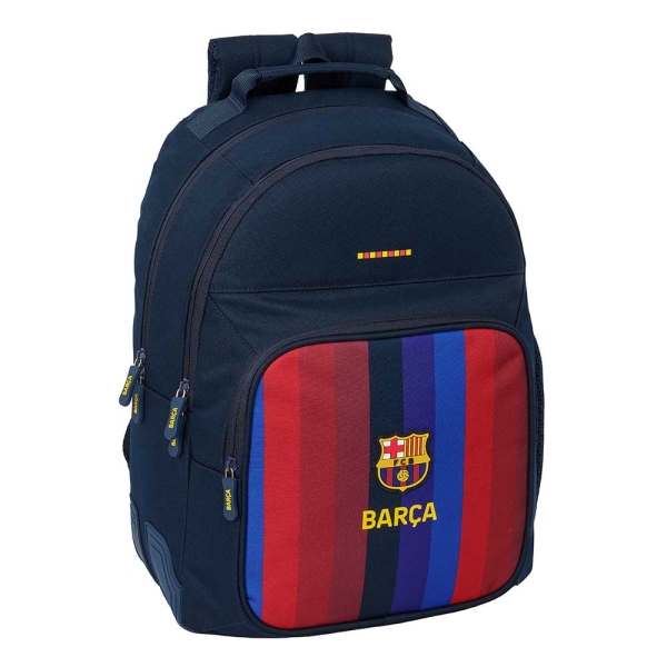 Safta F.C.Barcelona 1ª Equipacion 26/27 Mochila - Adaptable a Carro - Bolsillo Frontal - Portabotellas - Cremallera con Doble Tirador - Asa de Mano - Espalda Acolchada - 32x42x15cm - Color Azul Noche