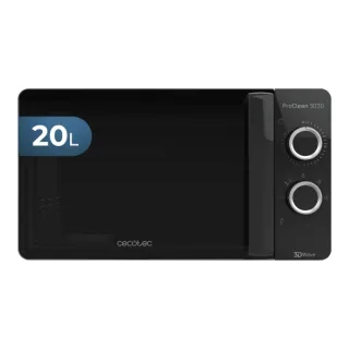 Cecotec Proclean 3030 Microondas - 700W - Capacidad 20L - Modo Descongelar - Facil Limpieza - Tecnologia 3DWave - 6 Niveles - Avisador Acustico - Color Negro
