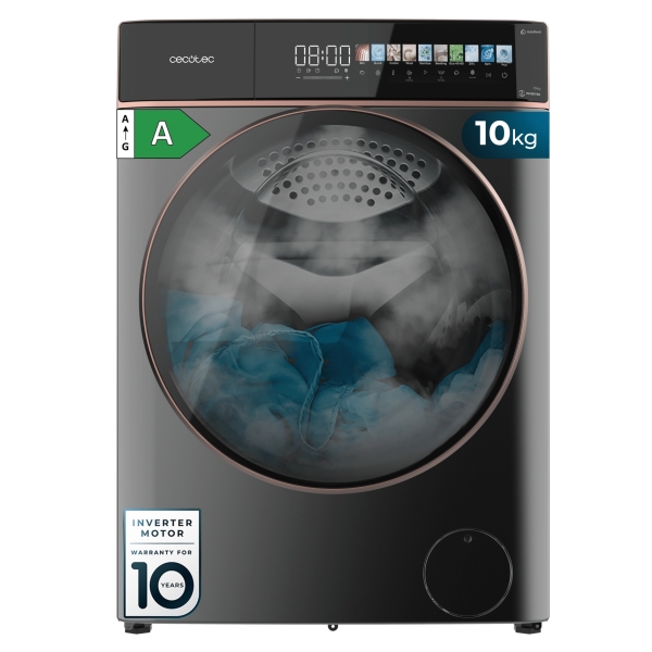 Cecotec Bolero DressCode 10900 Autodose Inverter FullColor Steel A Lavadora de Carga Frontal con Autodosis - Capacidad 10kg - Velocidad 1400rpm - Pantalla 10.3" - Motor Inverter - Color Gris
