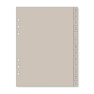 Finocam R1064 Indice Alfabetico para Agendas Open - 13 Solapas - Formato 1000 - 166x2x215mm - PVC - Color Beige Grisaceo