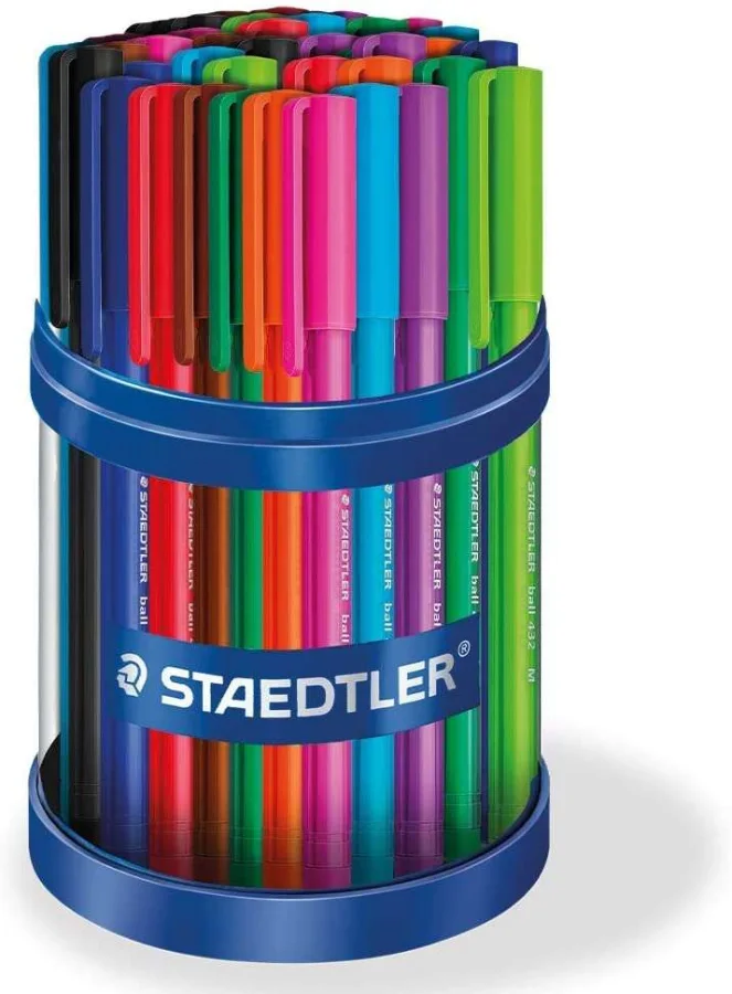 Staedtler Ball 432 Expositor de 50 Boligrafos de Bola - Trazo de 0.5mm - Escritura Suave - Colores Surtidos