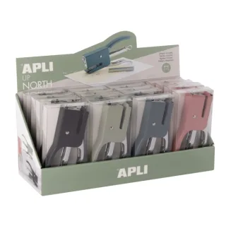 Apli Up North Expositor con 16 Grapadoras de Tenaza con 50 Grapas Nº10 cada Una - Diseño Ergonomico - Colores Surtidos