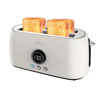 Cecotec ClassicToast 15000 Tostadora de Doble Ranura Larga - 1500W - Pantalla Digital - Ranura Ancha - 3 Funciones - 6 Niveles - Extra Elevacion - Autocentrado - Bandeja Recogemigas - Color