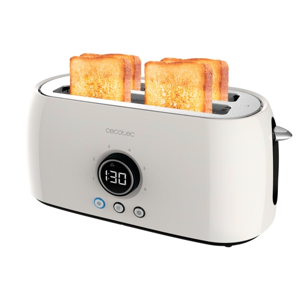 Cecotec ClassicToast 15000 Tostadora de Doble Ranura Larga - 1500W - Pantalla Digital - Ranura Ancha - 3 Funciones - 6 Niveles - Extra Elevacion - Autocentrado - Bandeja Recogemigas - Color