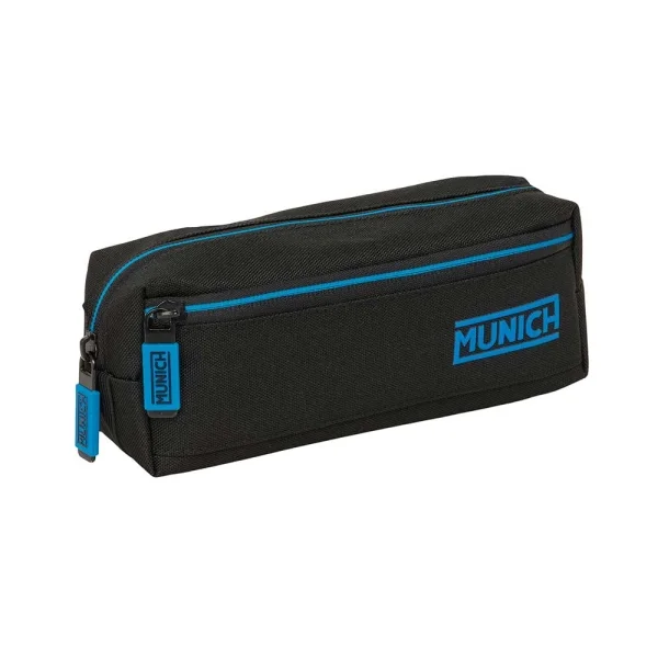 Safta Munich Road Portatodo - 3 Compartimentos con Cremalleras - Goma Elastica - 0.98L - 220x60x85mm - Color Negro