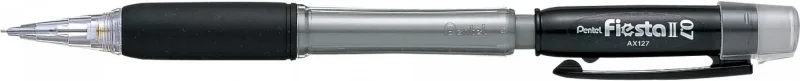 Pentel Fiesta II Portaminas HB 0.7mm con Goma - Incluye 2 Recargas - Grip de Goma - Diseño Ergonomico - Color Negro · Pack de 12 uds.