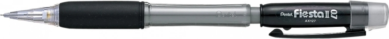 Pentel Fiesta II Portaminas HB 0.7mm con Goma - Incluye 2 Recargas - Grip de Goma - Diseño Ergonomico - Color Negro · Pack de 12 uds.