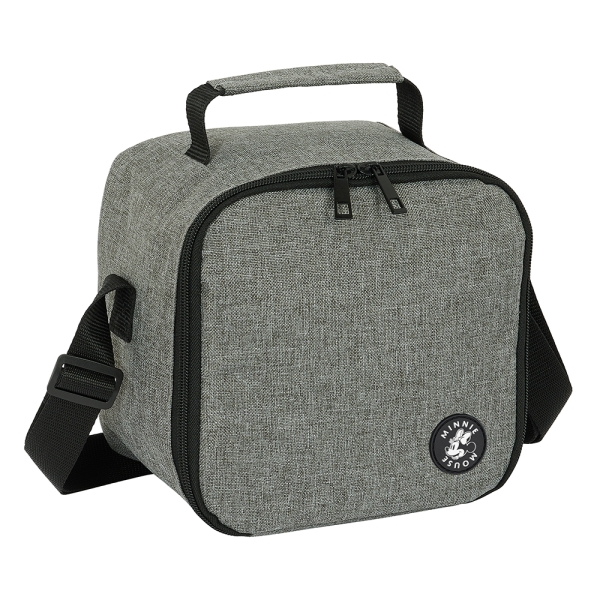 Safta Minnie Mouse Grey Bolsa Isotermica Porta Alimentos 4.4L - Cremallera - Interior Forrado de Aluminio - Bandolera Ajustable - Repelente al Agua - Asa Superior - 200x150x200mm - Color Gri
