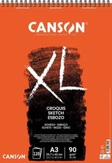 Canson XL Bloc de Croquis con 120 Hojas A3 - Espiral Microperforado - 29.7x42cm - 90g - Color Marfil