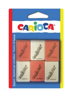 Carioca Pack de 6 Gomas Rectangulares - Borrado Preciso - Diseño Ergonomico - Color Varios