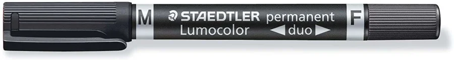 Staedtler Lumocolor 348 Rotulador Permanente de Doble Punta M y F - Secado Rapido - Color Negro · Pack de 10 uds.
