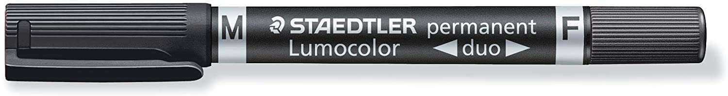 Staedtler Lumocolor 348 Rotulador Permanente de Doble Punta M y F - Secado Rapido - Color Negro · Pack de 10 uds.