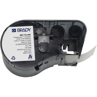 Brady M5-118-492 Cinta de Etiquetas Original Poliester Ultrafinas para Laboratorio - Texto Negro sobre Fondo Blanco - Ancho 25,40mm x Alto 9,53mm
