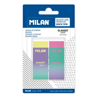Milan Nata 320 Sunset Pack de 2 Gomas de Borrar - No Abrasiva - Colores Surtidos