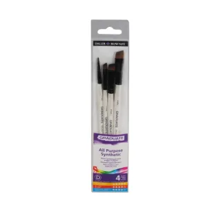 Daler Rowney Graduate Pack de 4 Pinceles Multitecnica - Pelo Sintetico - Mango Corto