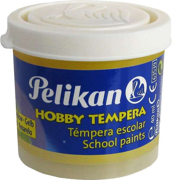 Pelikan Tempera Escolar Frasco 40ml - Facil de Lavar - Ideal para Actividades Escolares - Color Amarillo