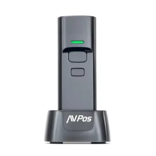 AVPos BT03 Lector de Codigos Portatil - Códigos 1D, 2D y QR - USB, Wireless 2.4 y Bluetooth - 1100mAh - Base Incluida - Color Negro