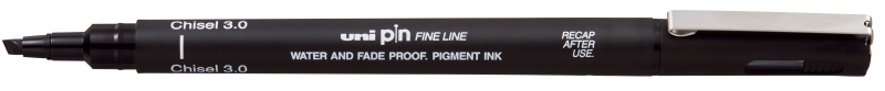 Uni-ball PINCS3-200 Rotulador Calibrado - Punta Poliacetal - Trazo Chisel - Tinta Pigmentada Resistente al Agua y Luz - Color Negro · Pack de 12 uds.