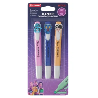 Stabilo Swing Cool K-Pop Demon Hunters Pack con 3 Marcadores - Cuerpo Plano - Punta Biselada - Trazo entre 1 y 4mm - Tinta con Base de Agua - - Colores Surtidos